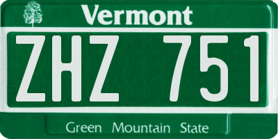 VT license plate ZHZ751
