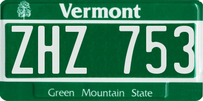 VT license plate ZHZ753