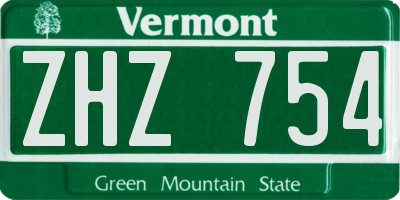 VT license plate ZHZ754