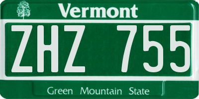 VT license plate ZHZ755