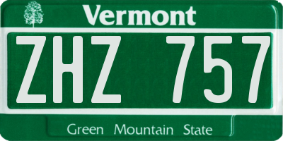 VT license plate ZHZ757