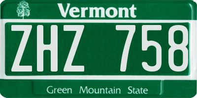 VT license plate ZHZ758