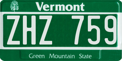 VT license plate ZHZ759