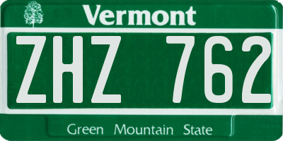 VT license plate ZHZ762