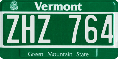 VT license plate ZHZ764