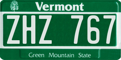 VT license plate ZHZ767
