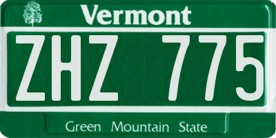 VT license plate ZHZ775