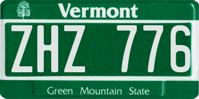 VT license plate ZHZ776