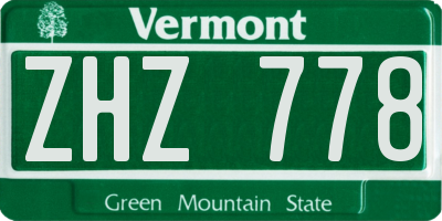 VT license plate ZHZ778