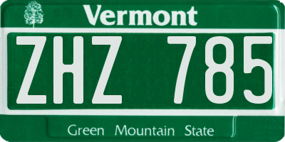 VT license plate ZHZ785