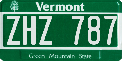 VT license plate ZHZ787