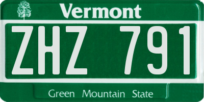 VT license plate ZHZ791