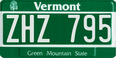 VT license plate ZHZ795