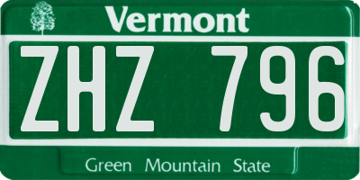 VT license plate ZHZ796