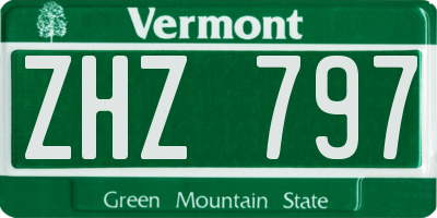 VT license plate ZHZ797