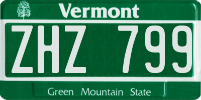 VT license plate ZHZ799