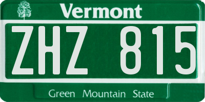 VT license plate ZHZ815