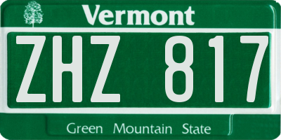 VT license plate ZHZ817