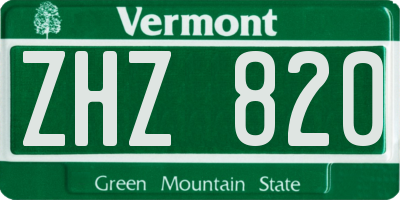 VT license plate ZHZ820