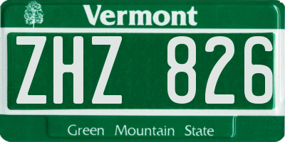 VT license plate ZHZ826