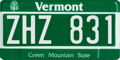 VT license plate ZHZ831