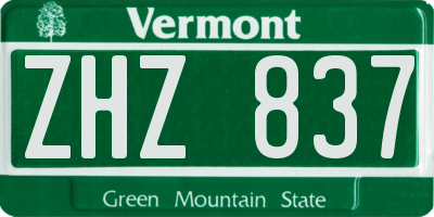 VT license plate ZHZ837