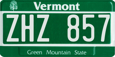 VT license plate ZHZ857