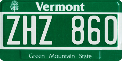 VT license plate ZHZ860