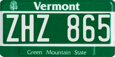 VT license plate ZHZ865