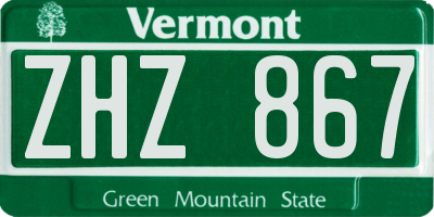 VT license plate ZHZ867