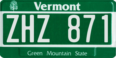 VT license plate ZHZ871