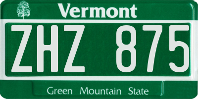 VT license plate ZHZ875