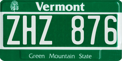 VT license plate ZHZ876