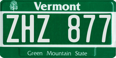 VT license plate ZHZ877