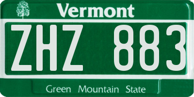 VT license plate ZHZ883