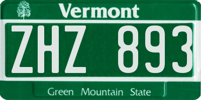 VT license plate ZHZ893