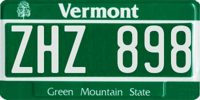 VT license plate ZHZ898