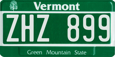 VT license plate ZHZ899