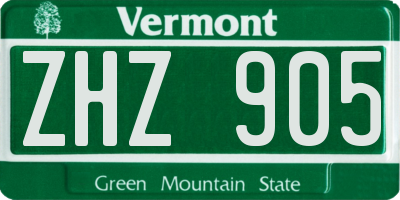 VT license plate ZHZ905