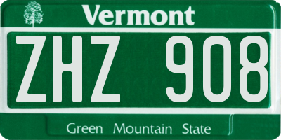 VT license plate ZHZ908