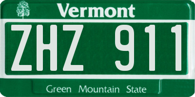 VT license plate ZHZ911