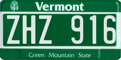 VT license plate ZHZ916