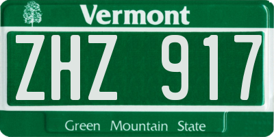 VT license plate ZHZ917