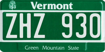 VT license plate ZHZ930