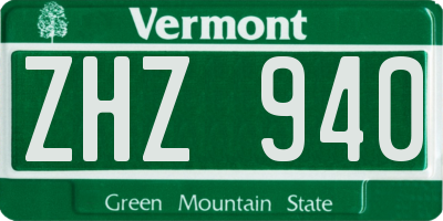 VT license plate ZHZ940