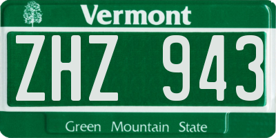 VT license plate ZHZ943