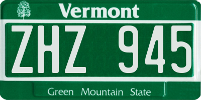 VT license plate ZHZ945