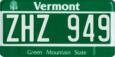 VT license plate ZHZ949