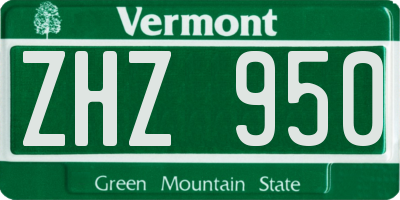 VT license plate ZHZ950