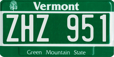 VT license plate ZHZ951